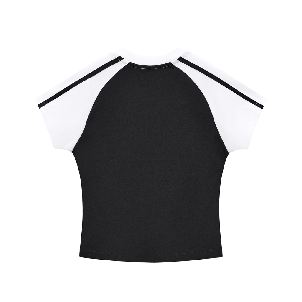 Miss Teen USA Contrast Stripes Bodycon Raglan  Sleeve T-Shirt