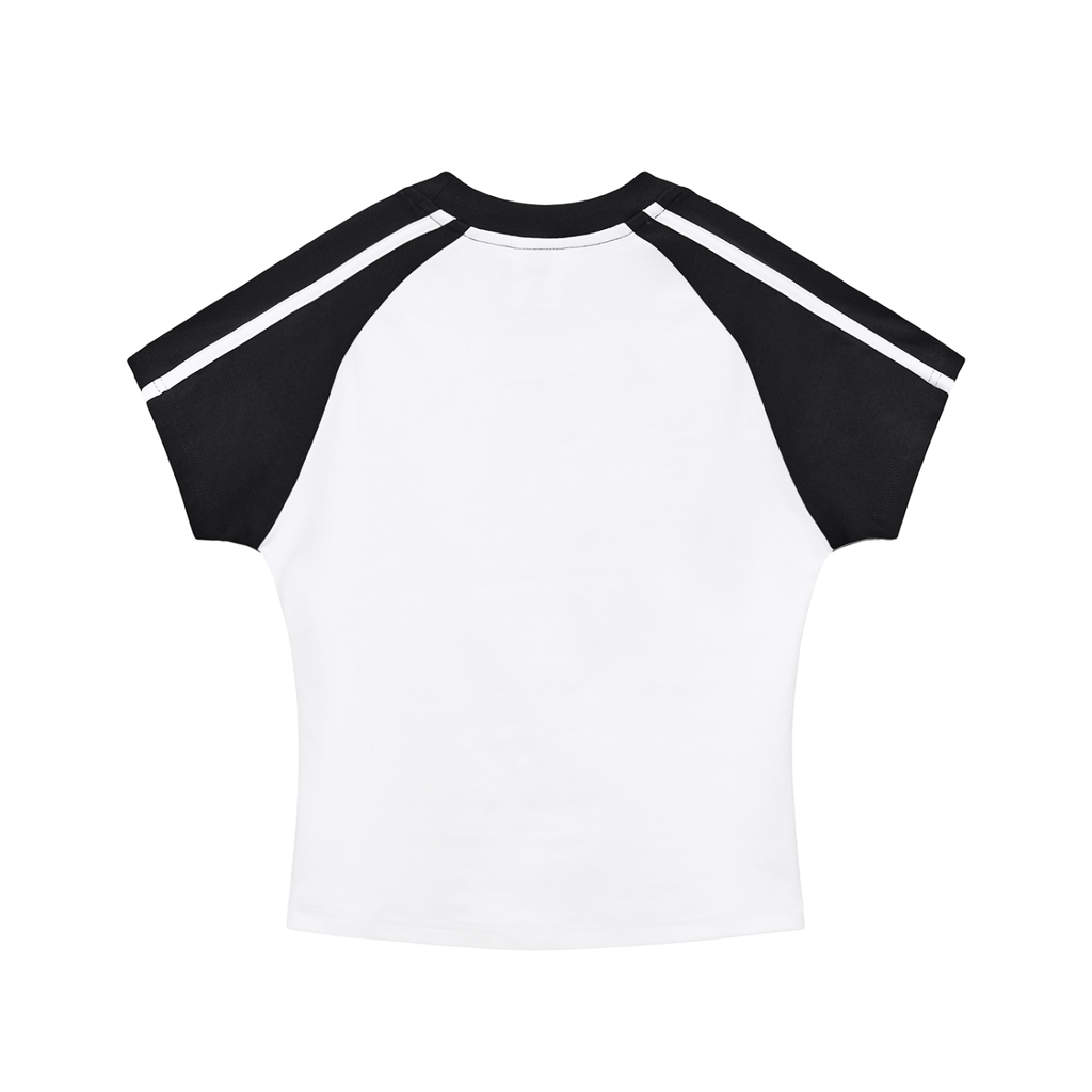 Miss USA Contrast Stripes Bodycon Raglan  Sleeve T-Shirt