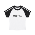 Miss USA Contrast Stripes Bodycon Raglan  Sleeve T-Shirt