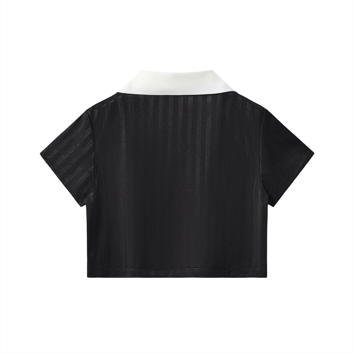 Miss USA Contrast Collar Striped Cropped Jersey