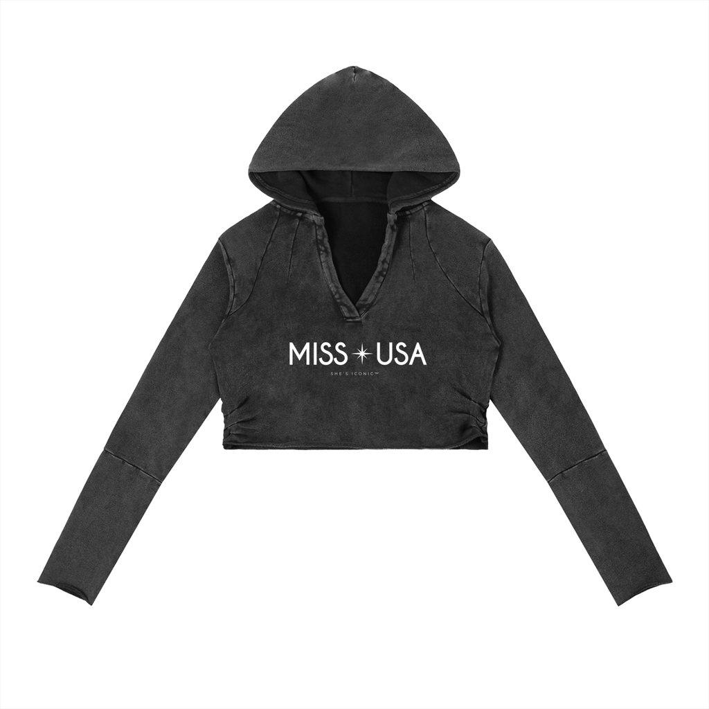 Miss USA Vintage Washed Raw Edge Hoodie
