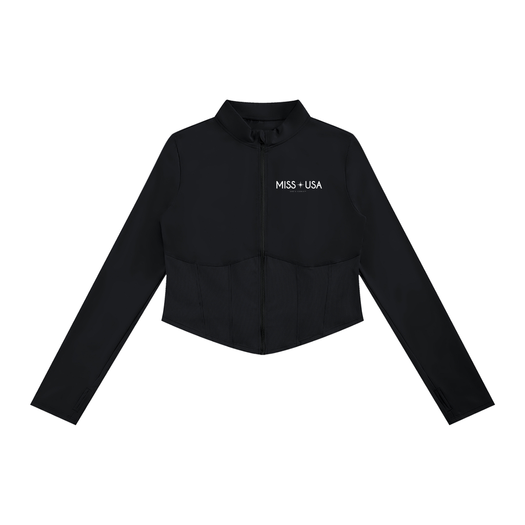 Miss USA Women's Slim Fit Full-Zip Yoga Jacket
