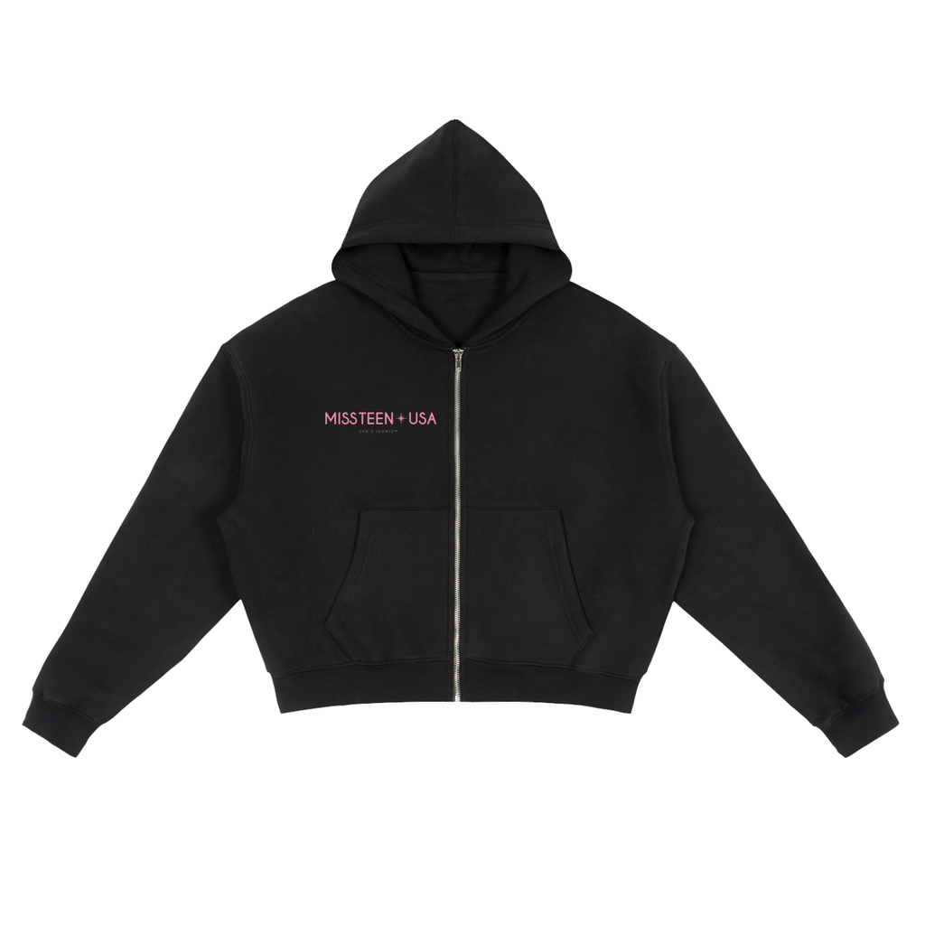 Miss Teen USA Fleece Zip-Up Boxy Hoodie
