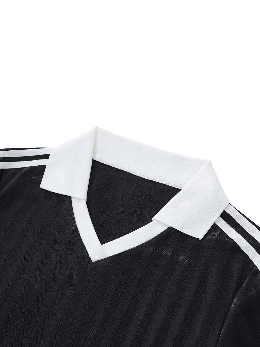 Miss USA Contrast Collar Striped Cropped Jersey